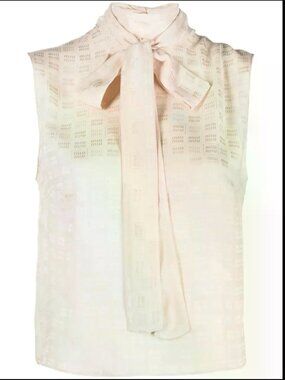 Miu Miu Logo Jacquard Scarf Detail Sleeveless Top | Silk |